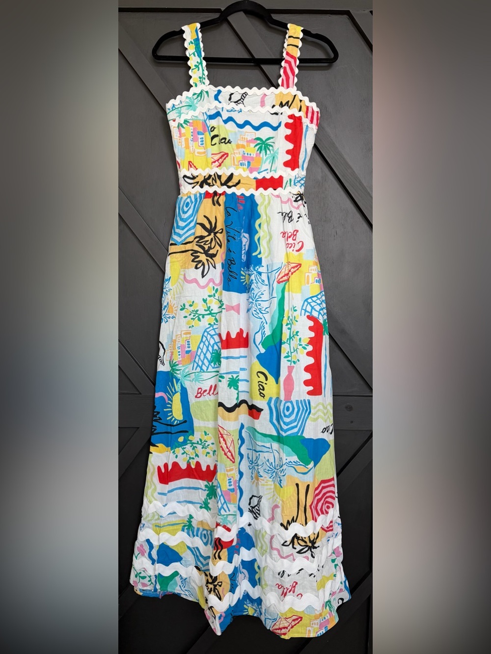 NWT Prosperina Florence Multi Tropical Print Linen Maxi Dress, Size XS - Picture 5 of 15